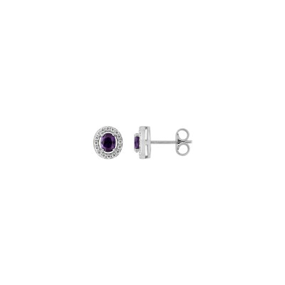 Clous d'oreilles en argent rhodié et oxyde de zirconium