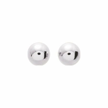 Puces d'oreilles boules en argent rhodié, 8mm