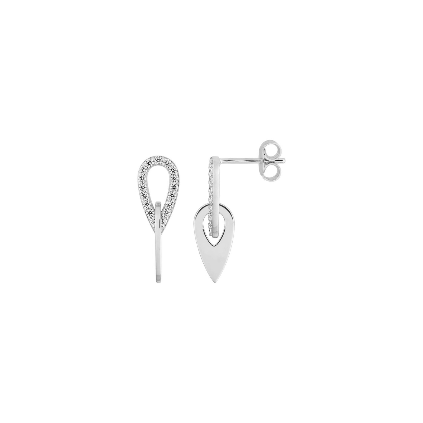 Boucles d'oreilles pendantes en argent rhodié et oxydes de zirconium