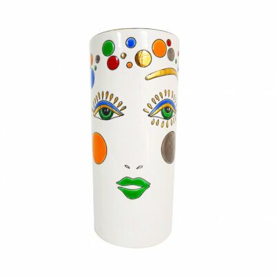 Vase Emaux de Longwy Happy Face Cornet, 20cm