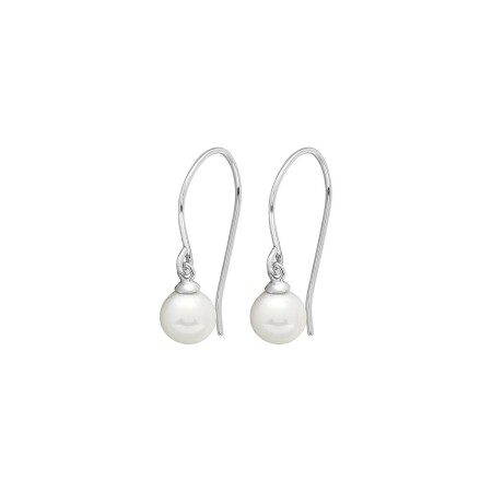 Boucles d'oreilles crochet en argent rhodié et perles