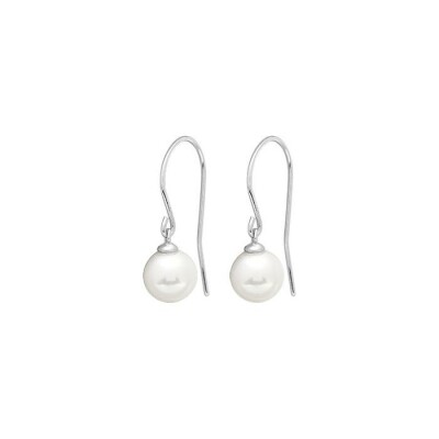 Boucles d'oreilles crochet en argent rhodié et perles