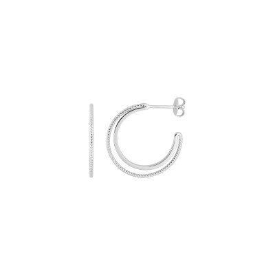 Boucles d'oreilles demi créoles  en argent rhodié