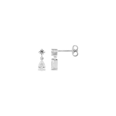 Boucles d'oreilles pendantes  en argent rhodié et oxyde de zirconium