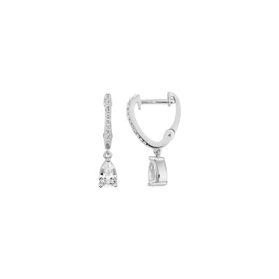 Boucles d'oreilles créoles  en argent rhodié et oxyde de zirconium