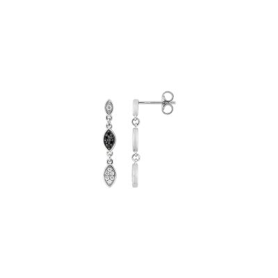 Boucles d'oreilles pendantes en argent rhodié et oxyde de zirconium