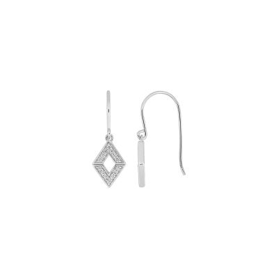 Boucles d'oreilles crochet  en argent rhodié et oxyde de zirconium