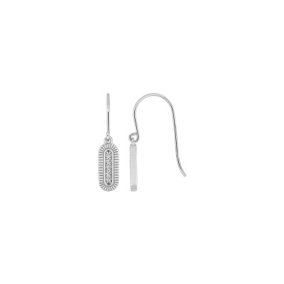 Boucles d'oreilles crochet  en argent rhodié et oxyde de zirconium