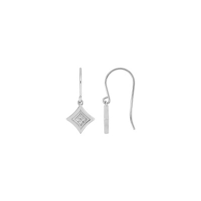 Boucles d'oreilles crochet  en argent rhodié et oxyde de zirconium