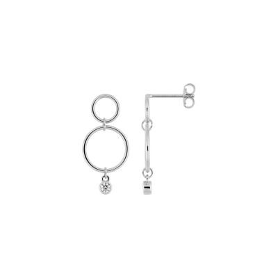 Boucles d'oreilles pendantes en argent rhodié et oxydes de zirconium