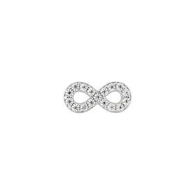 Mono boucle d'oreille clous  en argent rhodié et oxyde de zirconium