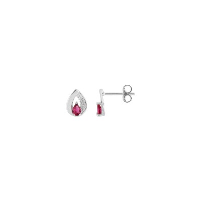 Clous d'oreilles en argent rhodié et oxyde de zirconium