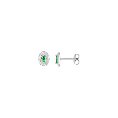 Puces d'oreilles en argent rhodié et oxydes de zirconium