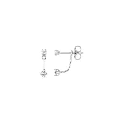 Puces d'oreilles en argent rhodié et oxydes de zirconium