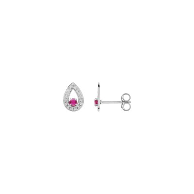 Puces d'oreilles en argent rhodié et oxydes de zirconium