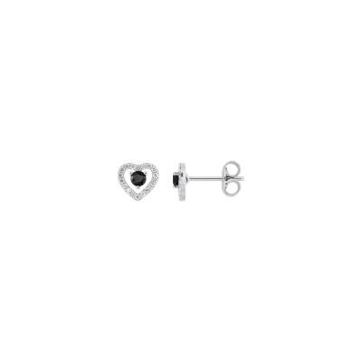 Clous d'oreilles en argent rhodié et oxyde de zirconium