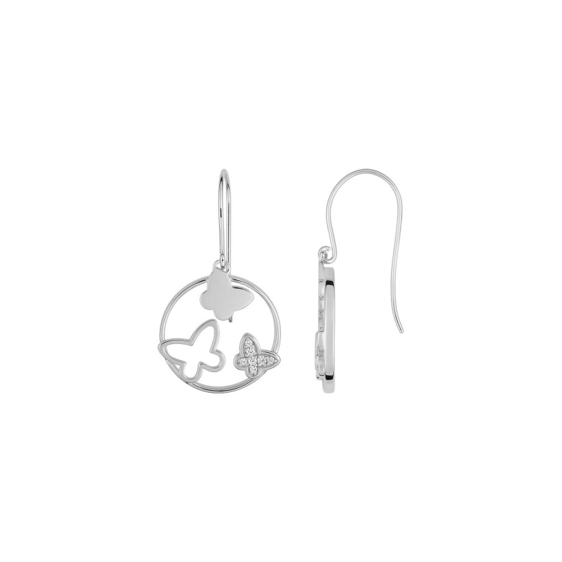 Boucles d'oreilles en argent rhodié et oxydes de zirconium