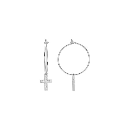 Boucles d'oreilles en argent rhodié et oxydes de zirconium