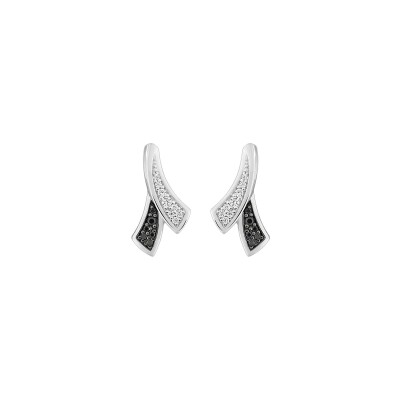 Clous d'oreilles en argent rhodié et oxyde de zirconium