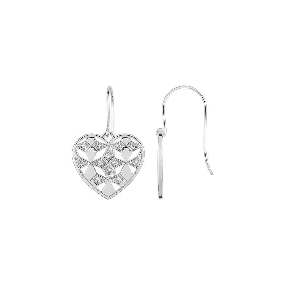 Boucles d'oreilles en argent rhodié et oxydes de zirconium