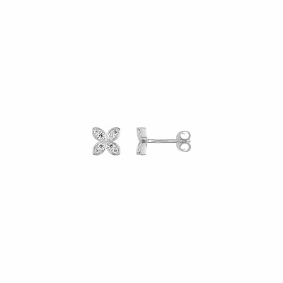 Boucles d'oreilles en argent rhodié et oxydes de zirconium