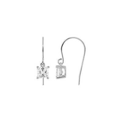 Boucles d'oreilles crochet en argent rhodié et oxydes de zirconium