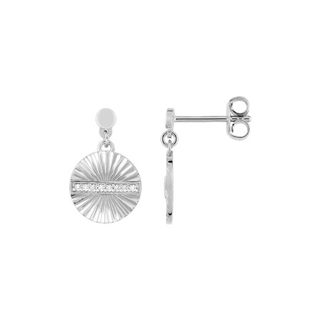 Boucles d'oreilles pendantes en argent rhodié et oxydes de zirconium