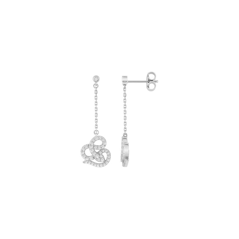 Boucles d'oreilles pendantes en argent rhodié et oxydes de zirconium