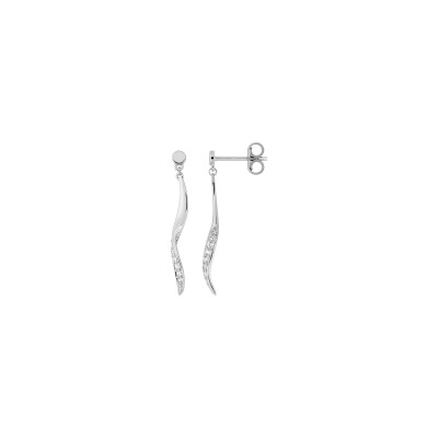 Boucles d'oreilles pendantes  en argent rhodié et oxyde de zirconium