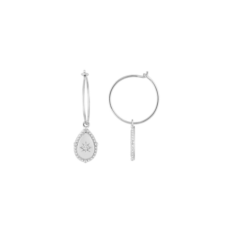 Boucles d'oreilles en argent rhodié et oxydes de zirconium