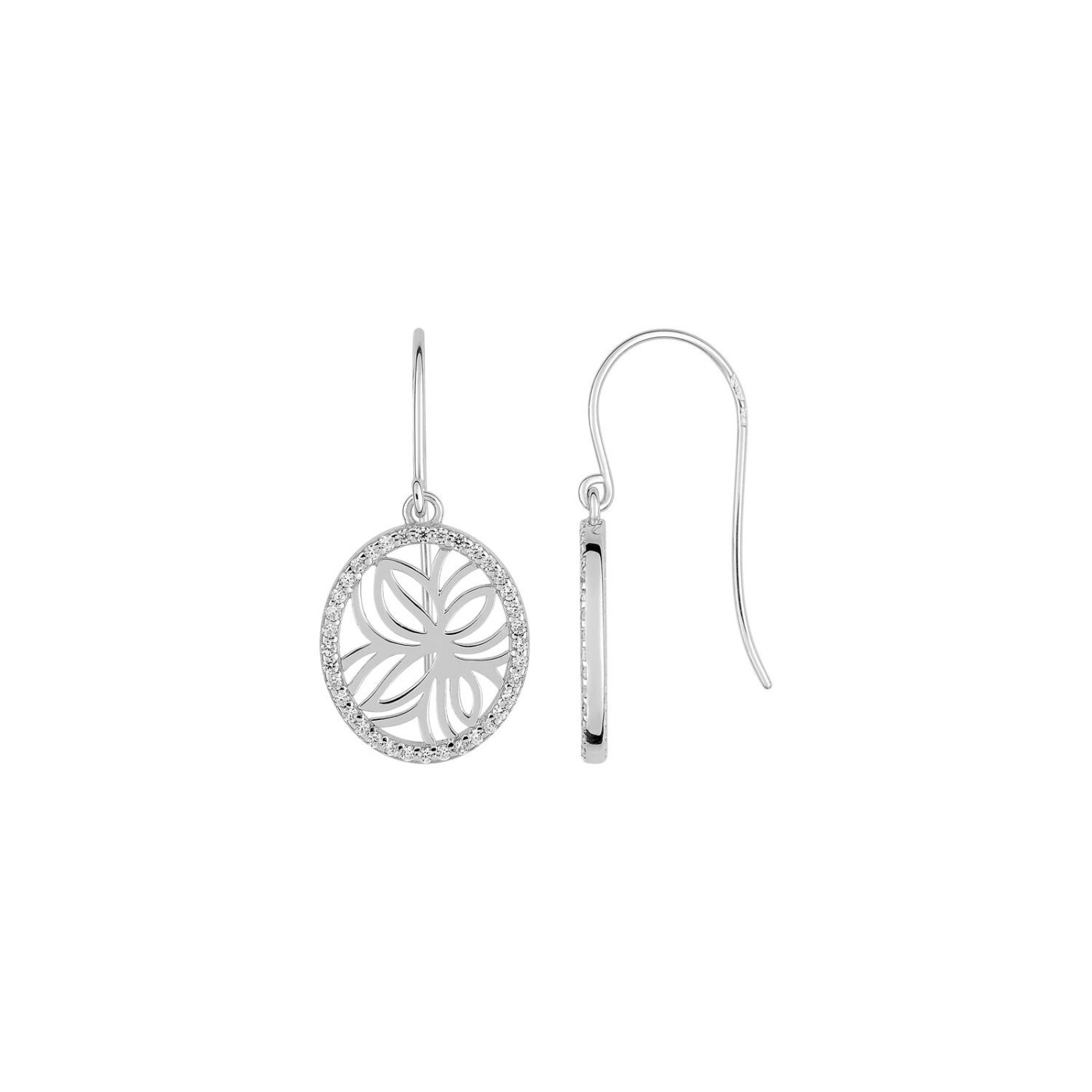 Boucles d'oreilles crochet en argent rhodié et oxydes de zirconium