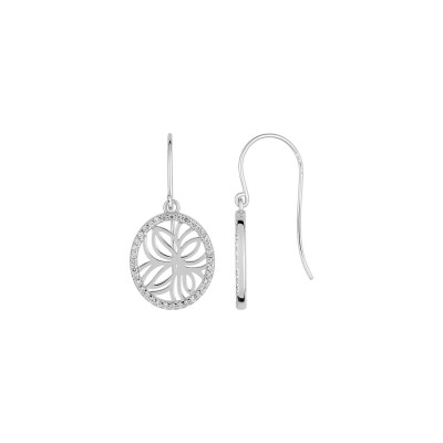 Boucles d'oreilles crochet en argent rhodié et oxydes de zirconium