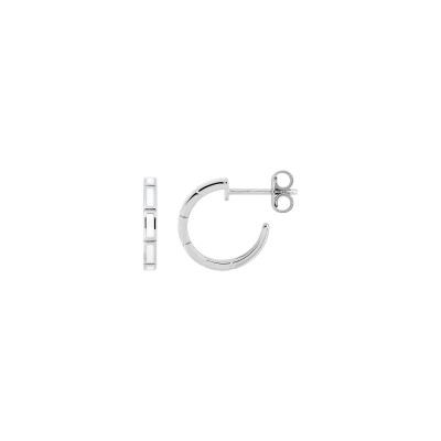 Boucles d'oreilles demi créoles en argent rhodié