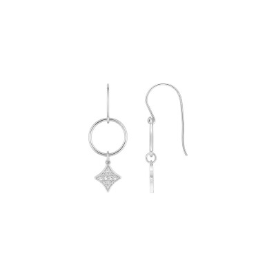 Boucles d'oreilles crochet en argent rhodié et oxydes de zirconium