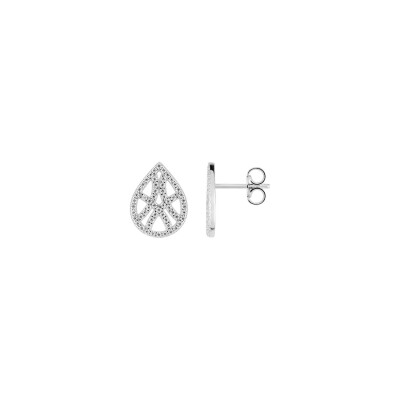 Puces d'oreilles en argent rhodié et oxydes de zirconium