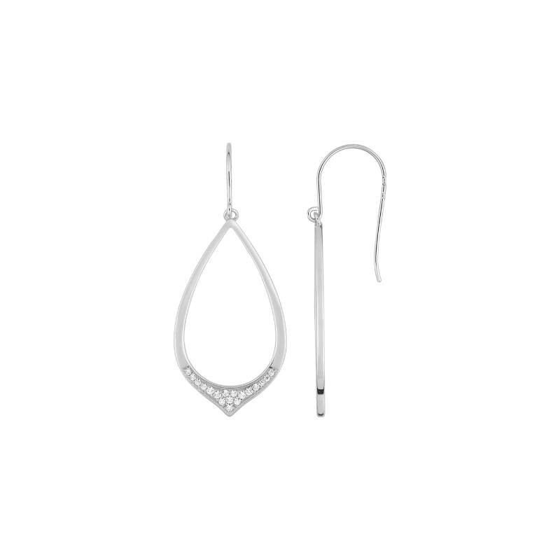 Boucles d'oreilles crochets en argent rhodié et oxydes de zirconium