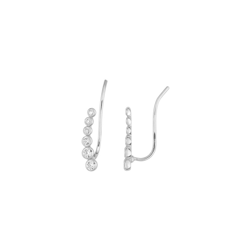 Puces d'oreilles climber en argent rhodié et oxydes de zirconium