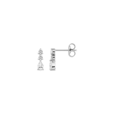 Boucles d'oreilles pendantes  en argent rhodié et oxyde de zirconium