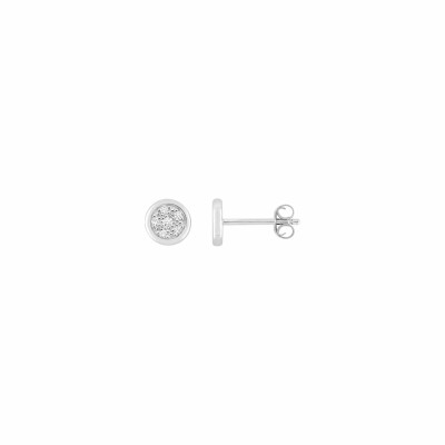 Boucles d'oreilles clous en argent rhodié et oxydes de zirconium