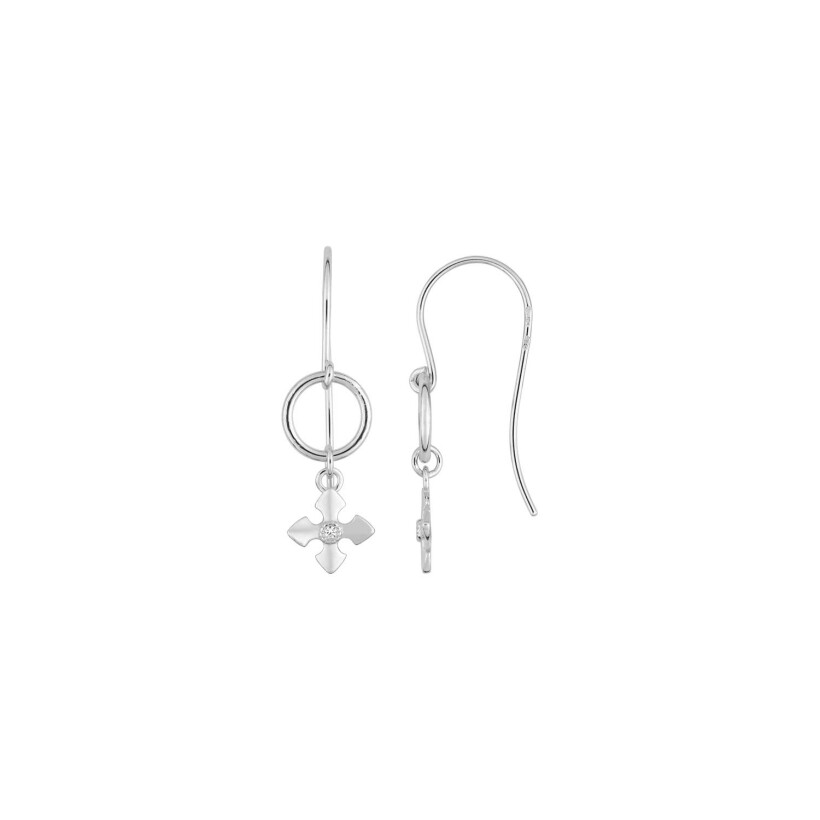 Boucles d'oreilles crochet en argent rhodié et oxydes de zirconium