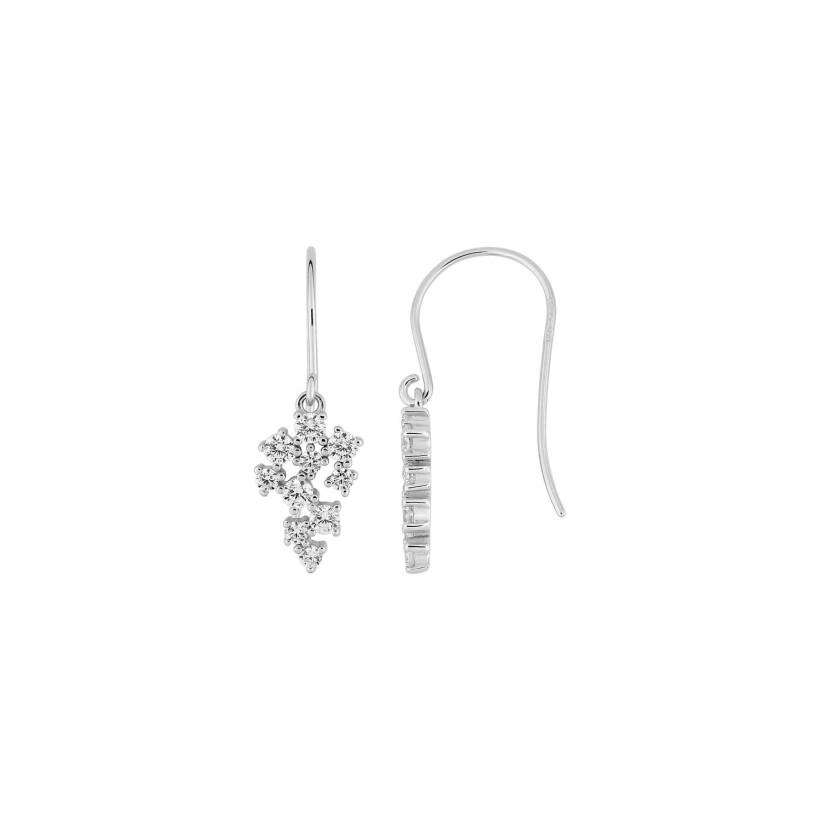 Boucles d'oreilles crochet en argent rhodié et oxydes de zirconium