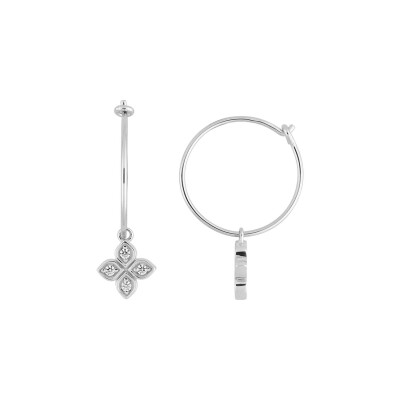 Boucles d'oreilles créoles en argent rhodié et oxydes de zirconium