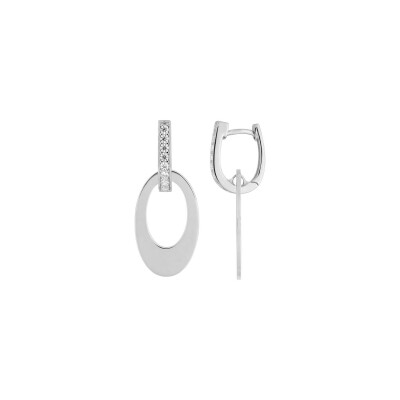 Boucles d'oreilles pendantes en argent rhodié et oxydes de zirconium