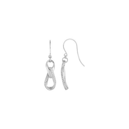 Boucles d'oreilles crochet en argent rhodié et oxydes de zirconium