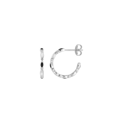 Boucles d'oreilles en argent rhodié et laque