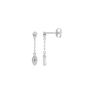 Boucles d'oreilles pendantes en argent rhodié et oxydes de zirconium