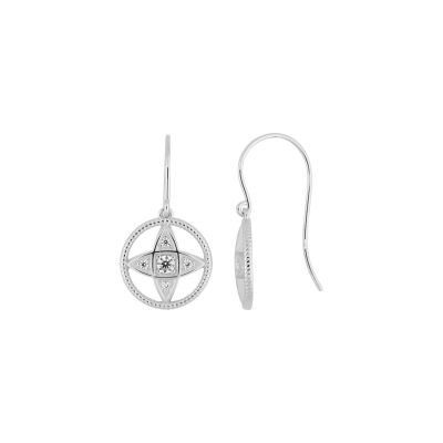 Boucles d'oreilles crochet en argent rhodié et oxydes de zirconium