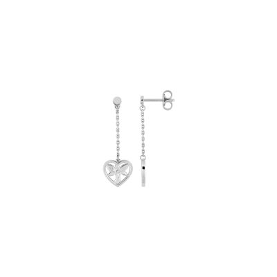 Boucles d'oreilles pendantes en argent rhodié et oxyde de zirconium