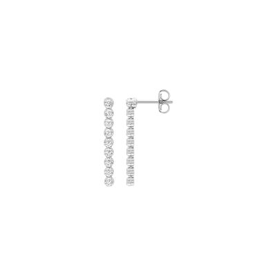 Boucles d'oreilles pendantes en argent rhodié et oxyde de zirconium