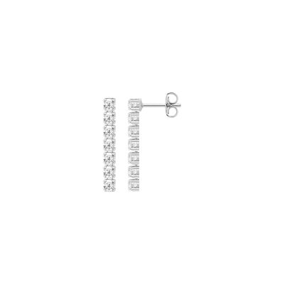 Boucles d'oreilles pendantes en argent rhodié et oxyde de zirconium